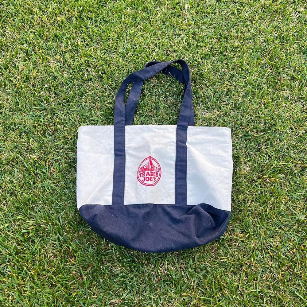 Trader Joe’s canvas tote navy tan